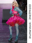 Small photo of New York, NY - September 11, 2015: Chloe Norgaard walks the runway at the Betsey Johnson fashion show during the Spring Summer 2016 New York Fashion Week at The Arc - Skylight Moynihan Station