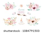 isolated cute watercolor... | Shutterstock . vector #1084791503