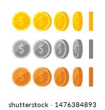 flat coins with dollar symbol... | Shutterstock . vector #1476384893