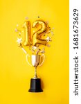 number 12 gold anniversary... | Shutterstock . vector #1681673629