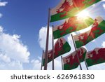 Wales Flags Waving In The Wind...