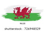 Wales Flag Vector Grunge Paint...