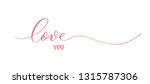 Love you - red calligraphy inscription.Love  hand lettering card.