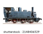 old steam locomotive isolated on white background