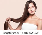 Beautiful hair woman long smooth hairstyle beauty concept
