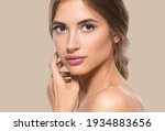 Woman beautiful face healthy skin care natural beauty young model