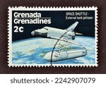 Small photo of Grenada - circa 1978 : cancelled postage stamp printed by Grenada, that shows Space shuttle external tank jettison, circa 1978.