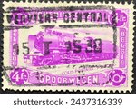 Small photo of Belgium - circa 1935 : Cancelled postage stamp printed by Belgium, that shows Type 5 Steam Locomotive "Goliath", 1930, circa 1935.