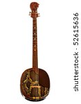 Small photo of Chanza (Champs), a three stringed plucked instrument with a flat oval housing - cavity, covered with snake skin, which has a unique, raspy sound. In Buryatia came from Mongolia.