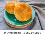 Austrian Kaiser roll, handmade Viennese roll. Crispy fragrant crust, bun for street food, for making sandwiches, with drawings in five segments.