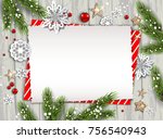 holiday christmas card with fir ... | Shutterstock .eps vector #756540943