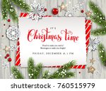 holiday christmas card with fir ... | Shutterstock .eps vector #760515979