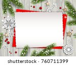 holiday christmas card with fir ... | Shutterstock .eps vector #760711399
