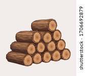 Vector Wooden Logs. Big Stack...