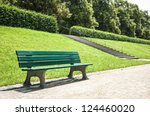 Wooden Park Bench At A Park