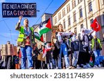 Small photo of Munich, Germany - October 28: Participants in a peace demonstration - pro-Palestine in Munich on October 28, 2023
