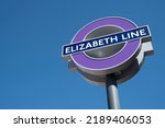 Small photo of London, UK. 11th August 2022. The iconic London Underground tube station sign for the Elizabeth Line at Canary Wharf, which opened as Queen Elizabeth II celebrated her Platinum Jubilee.