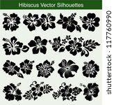 Hibiscus Silhouettes Vector Set