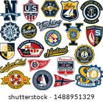 sailing and yachting badges and ... | Shutterstock .eps vector #1488951329