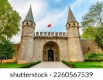 Small photo of Istanbul, Turkey - November 1, 2021: Awesome view of the Gate of Salutation (the Middle Gate) leading to the Second Courtyard of Topkapi Palace in Istanbul, Turkey.