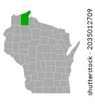 Map of Bayfield in Wisconsin on white