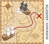 pirate map with the route to... | Shutterstock .eps vector #626303726
