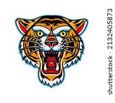 tiger face.leopard head mascot. ... | Shutterstock .eps vector #2132405873