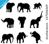 Set Of Elephant Silhouettes....