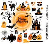 Halloween Icons Set. Vector...