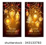 christmas toys on dark... | Shutterstock .eps vector #343133783