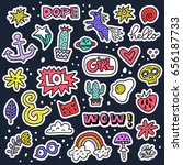 set of colorful cartoon badges. ... | Shutterstock .eps vector #656187733