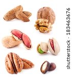 Collection Of Nuts Isolated On...