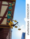 Small photo of Frankfurt, Germany. July 5, 2023. Detail of the facade of Haus zur goldenen Waage in the Old Town