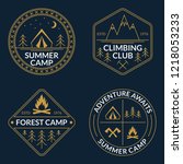 camp logo set. summer and... | Shutterstock .eps vector #1218053233