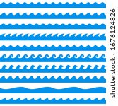 water wave set. line waves... | Shutterstock .eps vector #1676124826