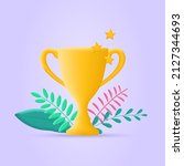 trophy cup 3d icon. winner... | Shutterstock .eps vector #2127344693