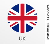 flag of uk round icon or badge. ... | Shutterstock .eps vector #611402096