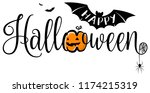 happy halloween text banner.... | Shutterstock .eps vector #1174215319