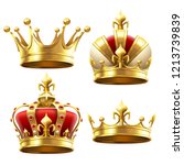 realistic gold crown. crowning... | Shutterstock .eps vector #1213739839
