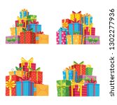 christmas presents in gift... | Shutterstock . vector #1302277936
