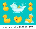 Yellow Bath Duck. Bathroom Tub...