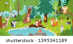 cartoon forest animals. wild... | Shutterstock .eps vector #1395341189