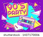 retro party poster. nineties... | Shutterstock .eps vector #1437170006