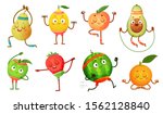 fruit characters yoga. fruits... | Shutterstock . vector #1562128840