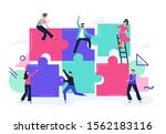 puzzle teamwork. people work... | Shutterstock .eps vector #1562183116