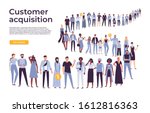 people crowd stand in queue.... | Shutterstock . vector #1612816363