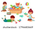 children playing with toys. boy ... | Shutterstock .eps vector #1796683669