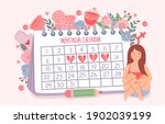 woman and period calendar.... | Shutterstock .eps vector #1902039199