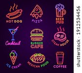 cafe neon signs. food and drink ... | Shutterstock .eps vector #1912534456