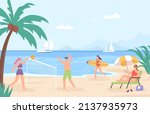 people at beach. cartoon sea... | Shutterstock .eps vector #2137935973